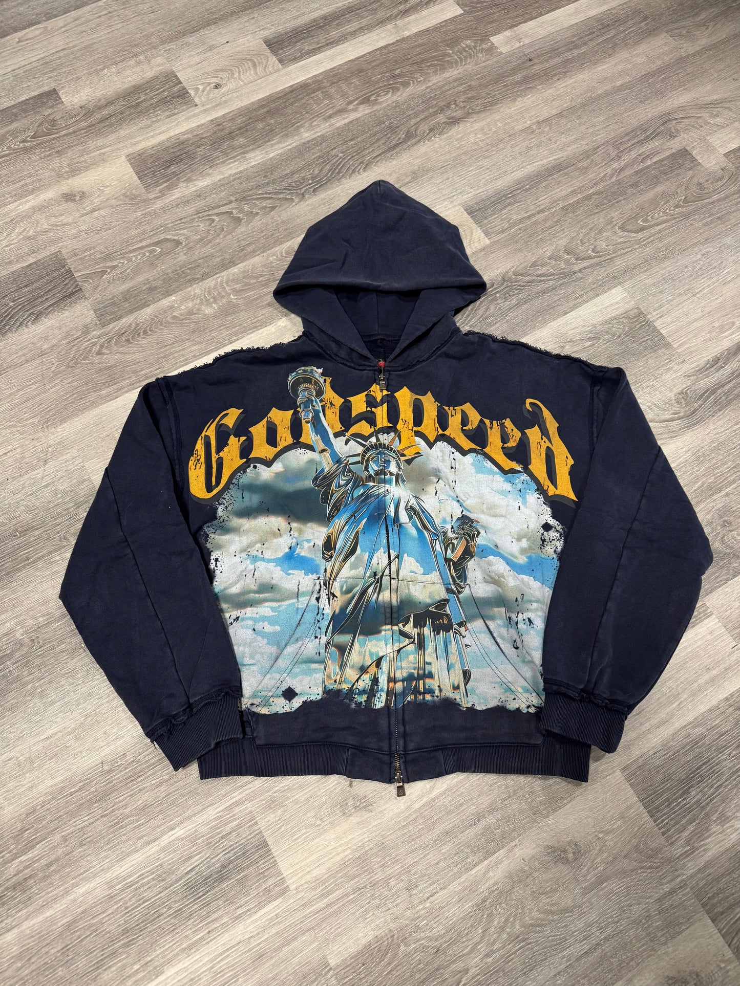 Godspeed Liberty Zip Up Hoodie (Navy Wash)