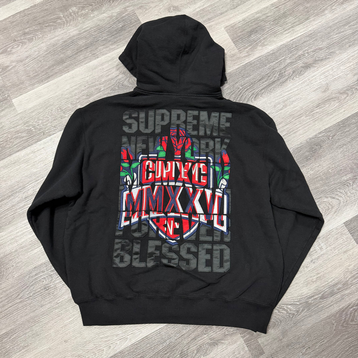 Supreme Blessed Appliqué Zip Up Hoodie (Black)
