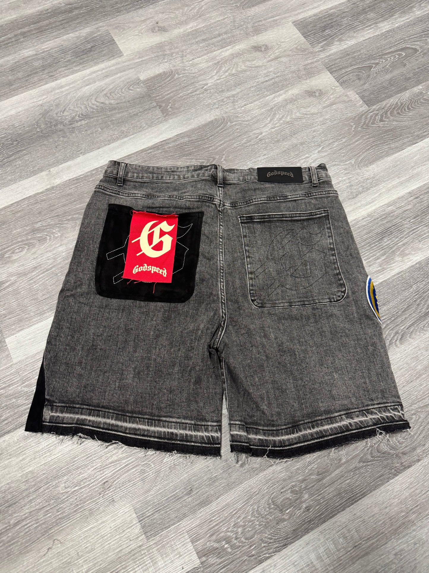 Godspeed Patchwork Denim Shorts (Grey)