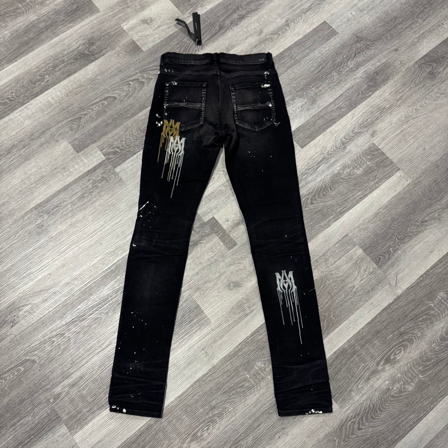 Amiri Aged Black Paint Drip MA Denim Jeans