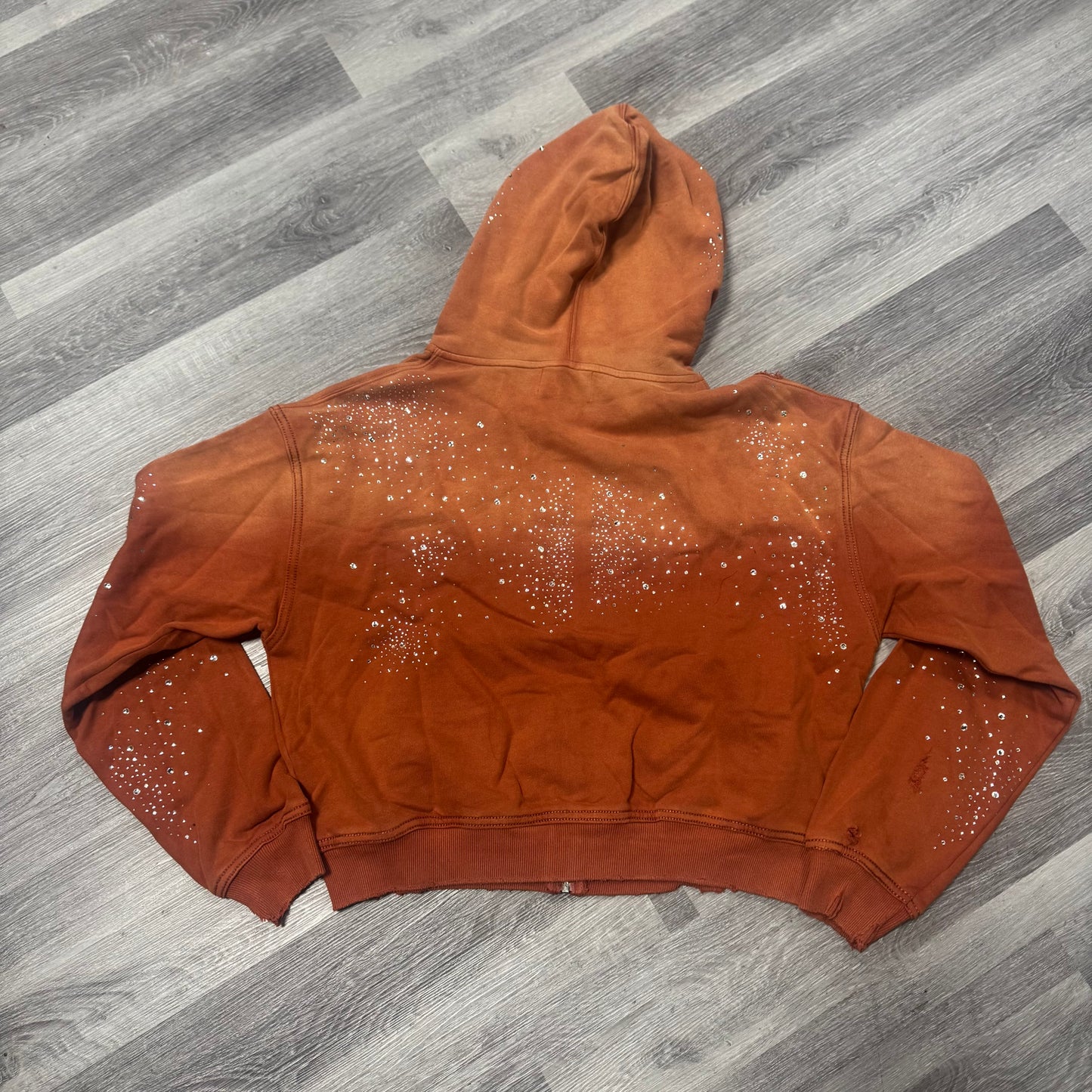 Valley Dreams Classico Rhinestone Zip Up Hoodie (Orange)