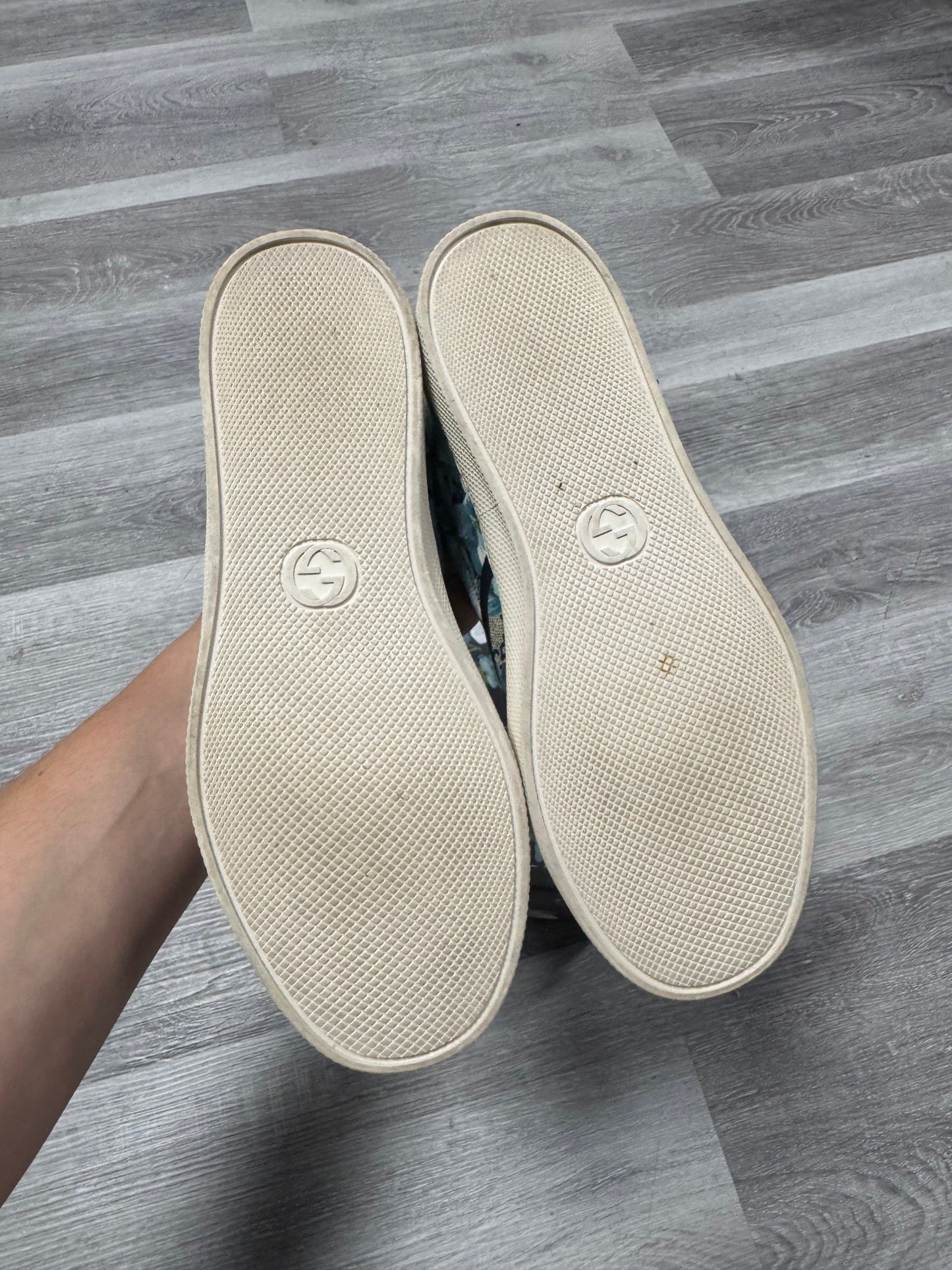 Gucci Blue Floral Canvas Slip On Sneaker / Preowned