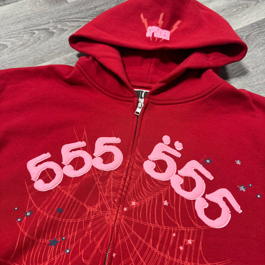 Sp5der Angel Numbers Zip Up Hoodie (Black)