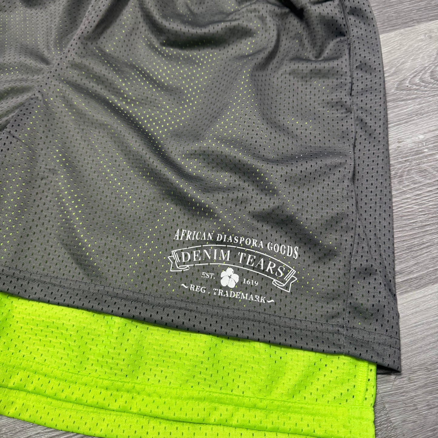 Denim Tears Double Layer Mesh Shorts (Grey/Lime)