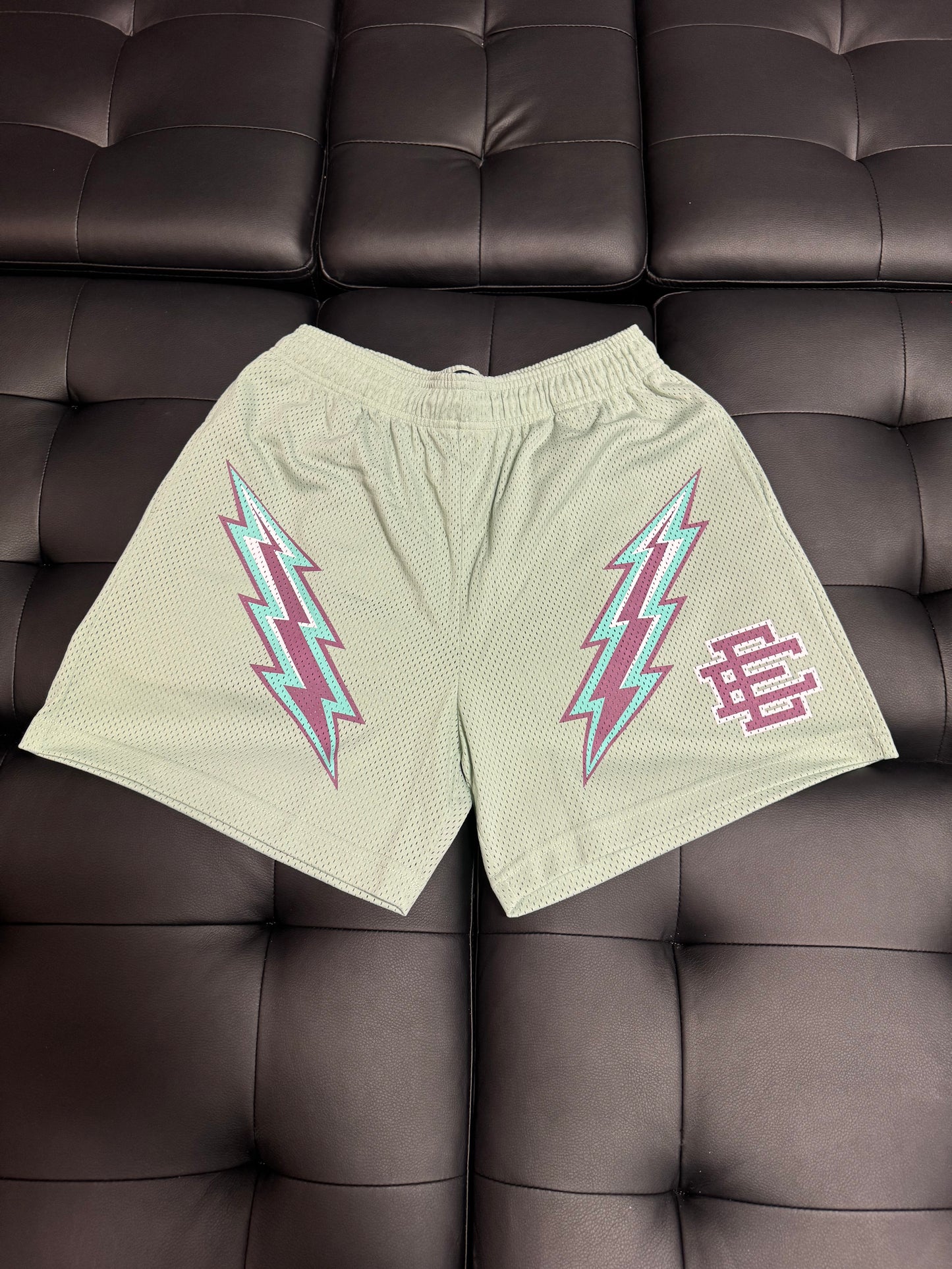 Eric Emanuel Lightning Bolt Shorts (Green/Purple)