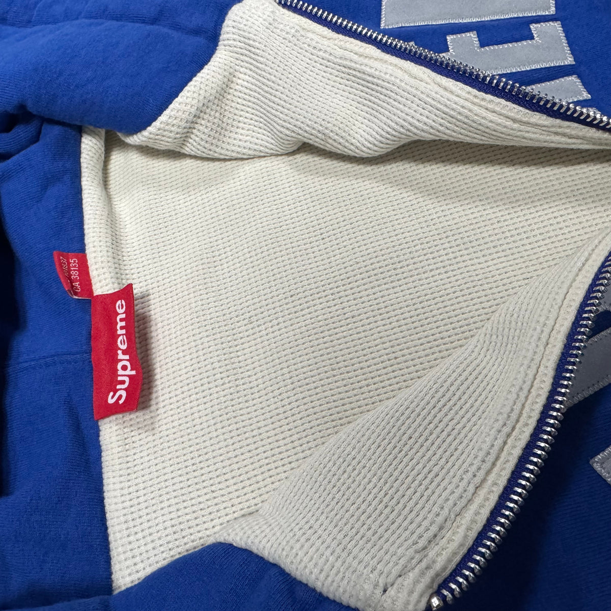 Supreme Arc Logo Thermal Zip up Hoodie (Blue)