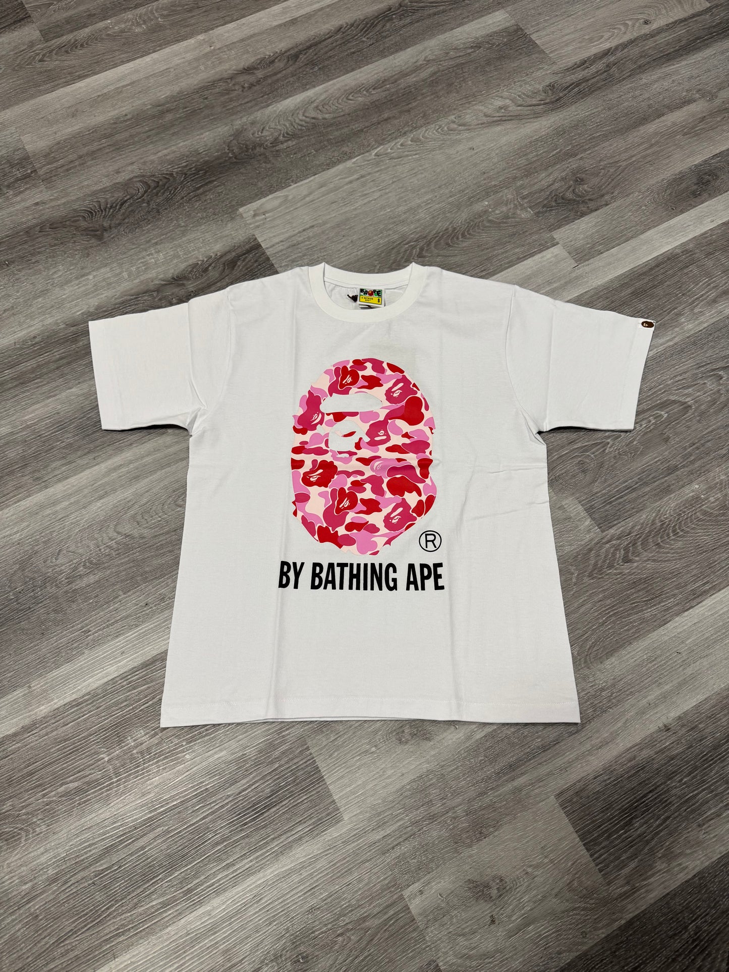 Bape Big Head Pink Camo Tee (White)