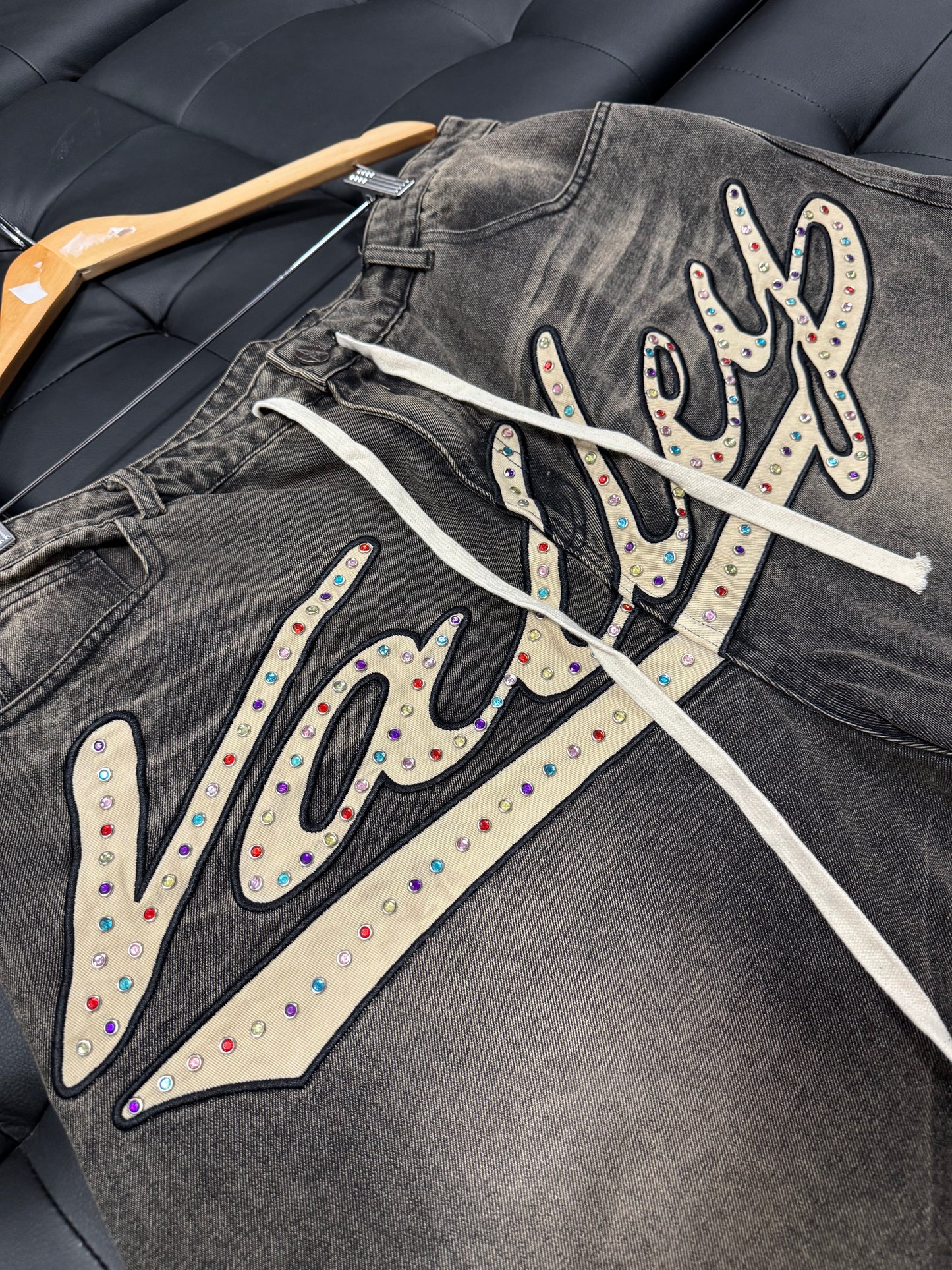 Valley Skittles Denim Shorts (Black)