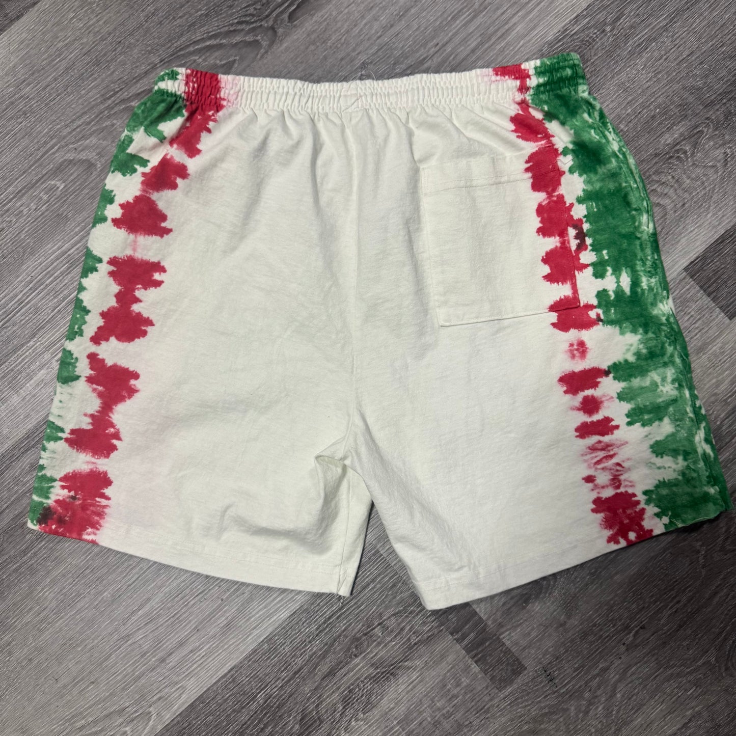 Thats a Awful Lot Cough Syrup Tie Dye Sweat Shorts (Red/Green)
