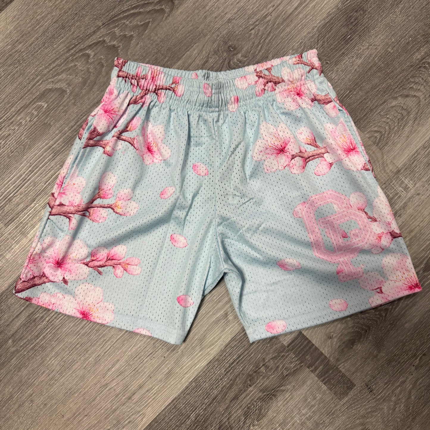 Crispy NYC Cherry Blossom Letter Logo Mesh Shorts