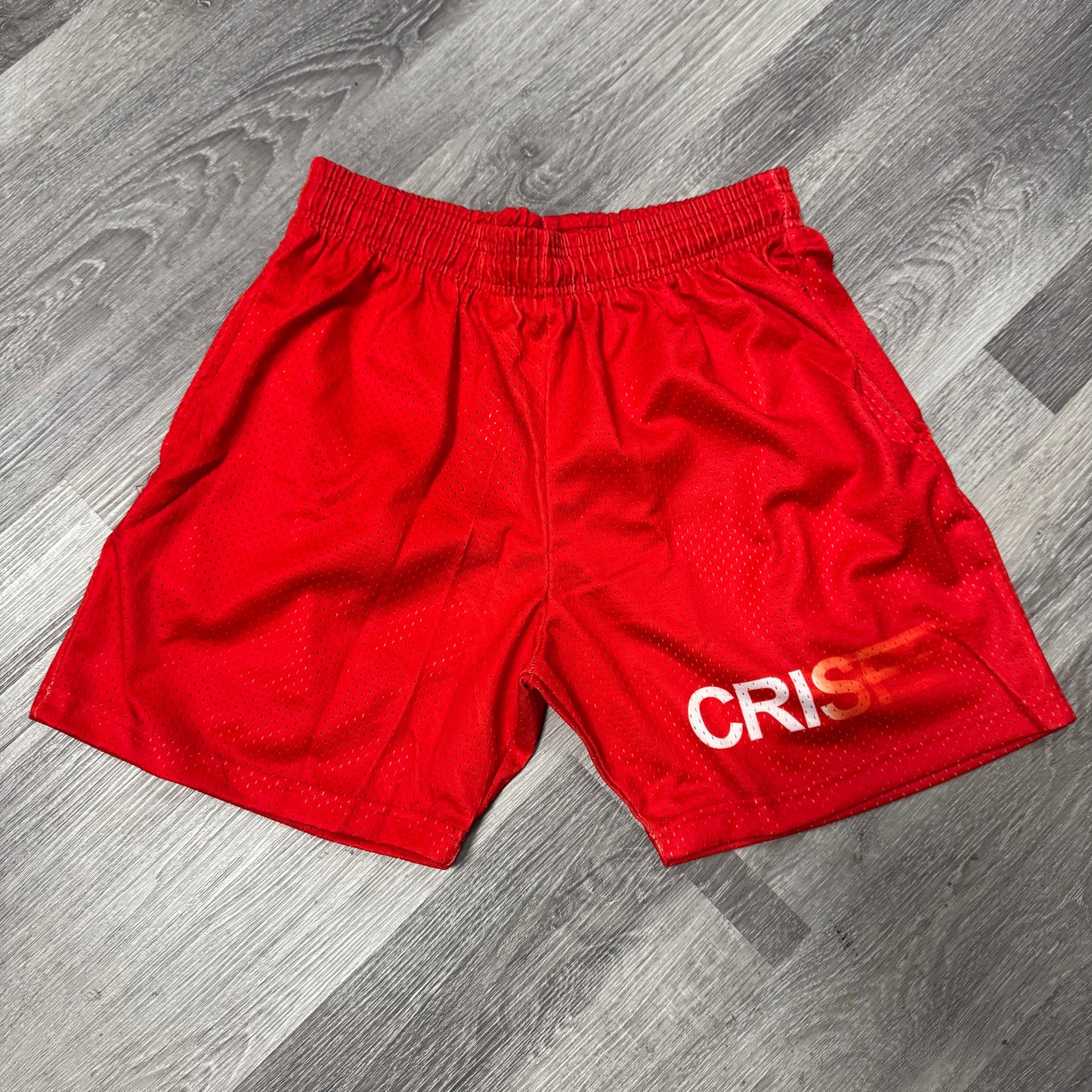 Crispy NYC Blurred Logo Mesh Shorts (Red)