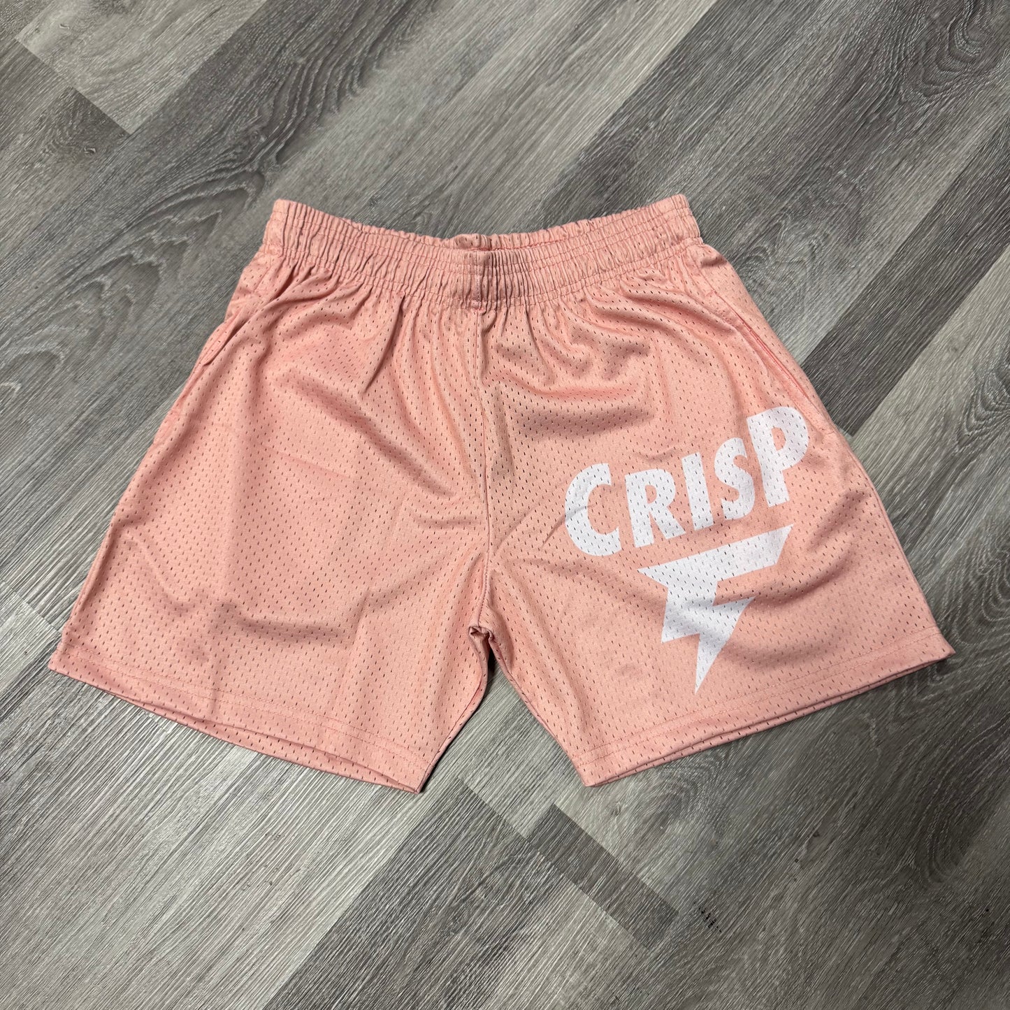 Crispy NYC Logo Mesh Shorts (Soft Pink)