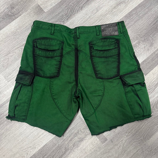 Thats a Awful Lot of Cough Syrup Double Cup Cargo Denim Shorts (Green)