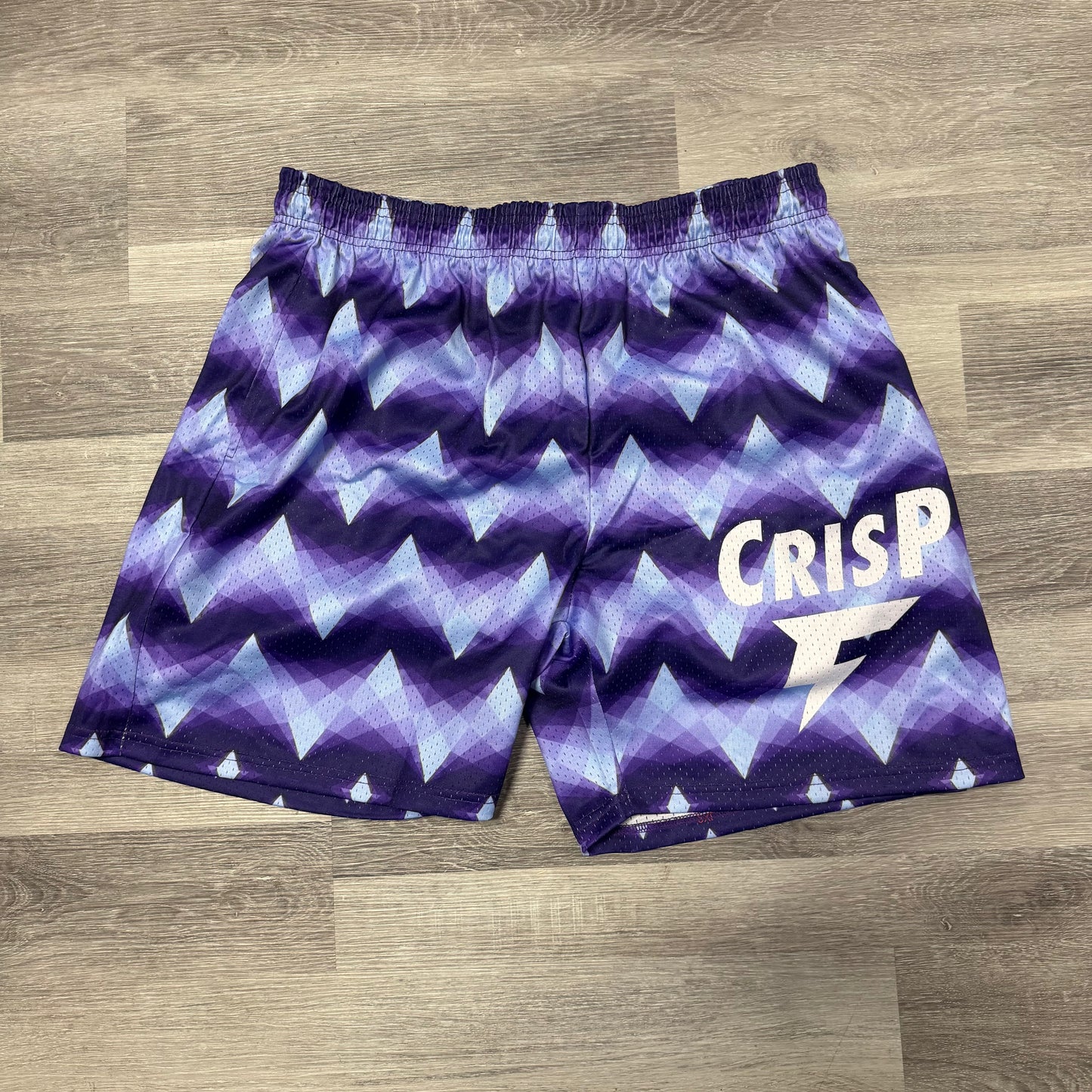 Crispy NYC Purple Geo Logo Mesh Shorts