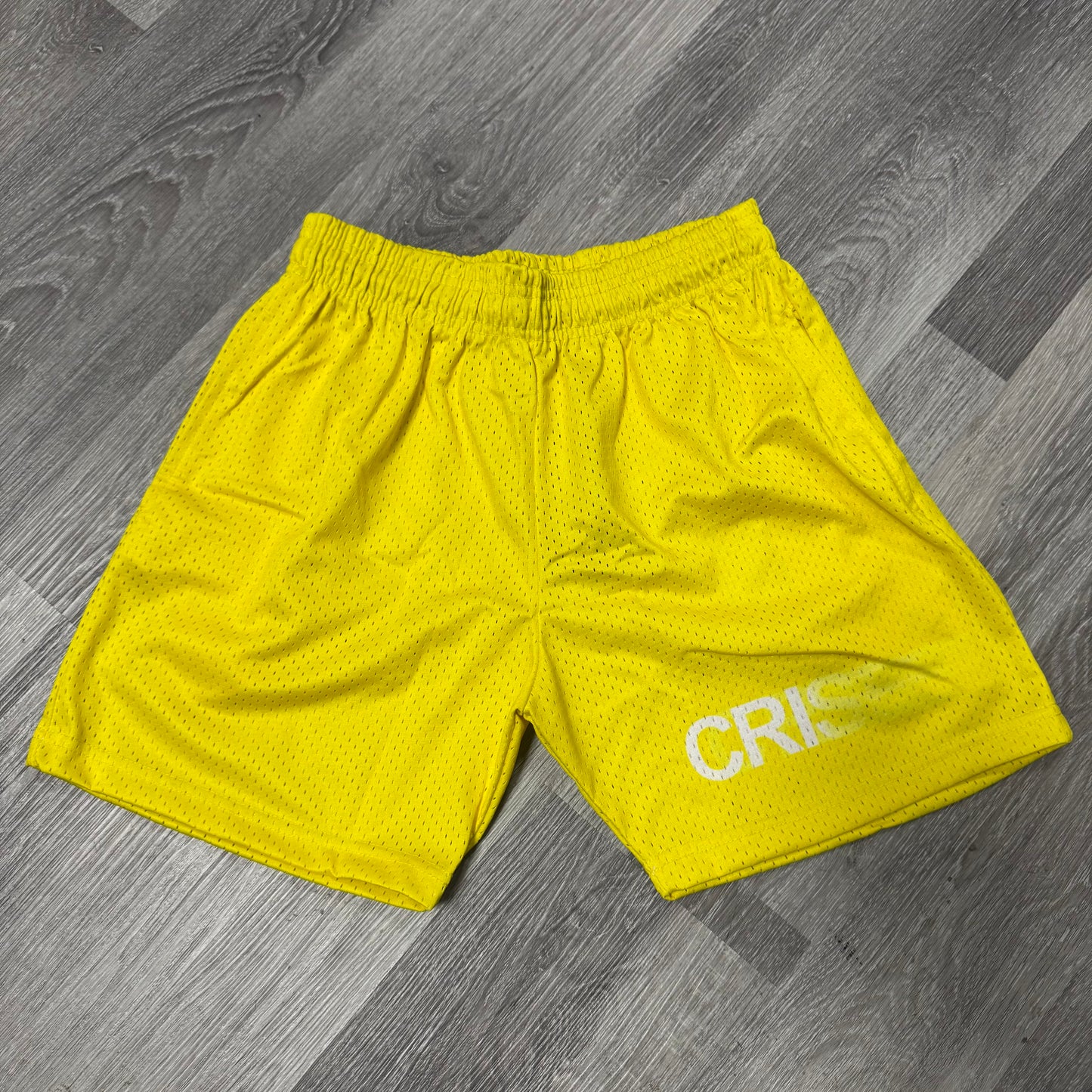 Crispy NYC Blurred Logo Mesh Shorts (Yellow)