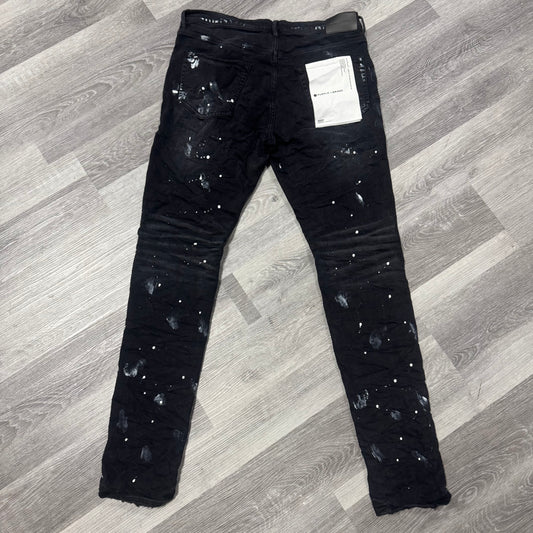 Purple Brand Black Resin Knee Slit Denim Jeans