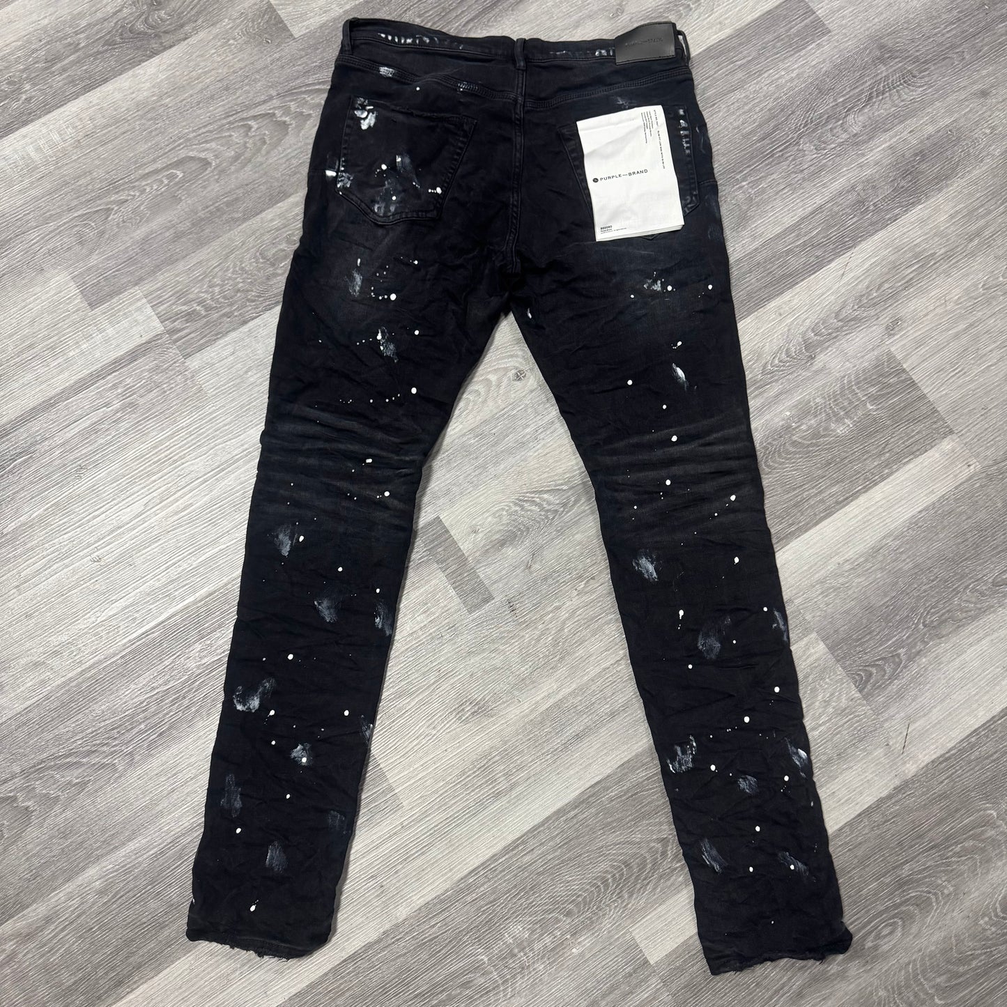 Purple Brand Black Resin Knee Slit Denim Jeans