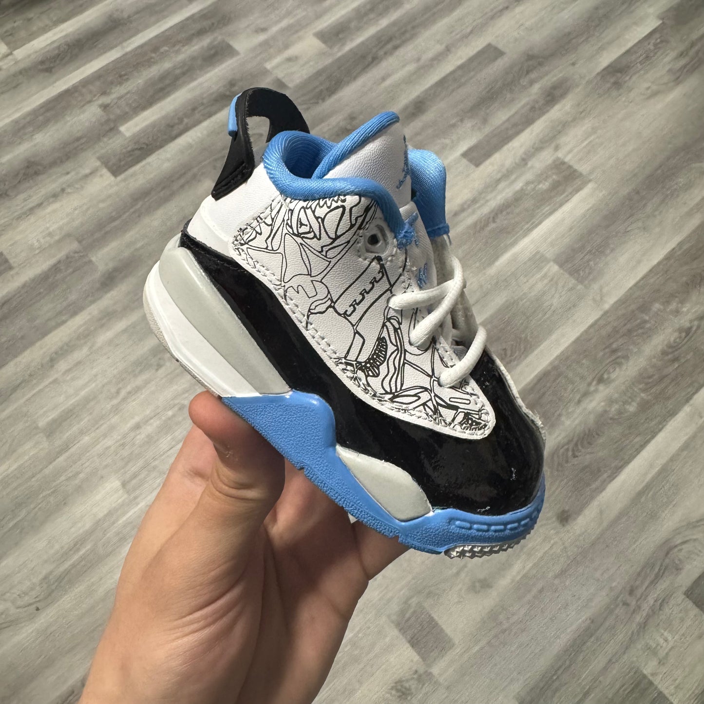 Jordan Dub Zero White Black Grey University Blue / Brand New
