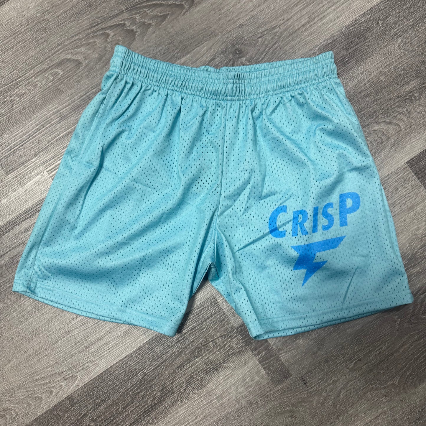 Crispy NYC Aqua Logo Mesh Shorts