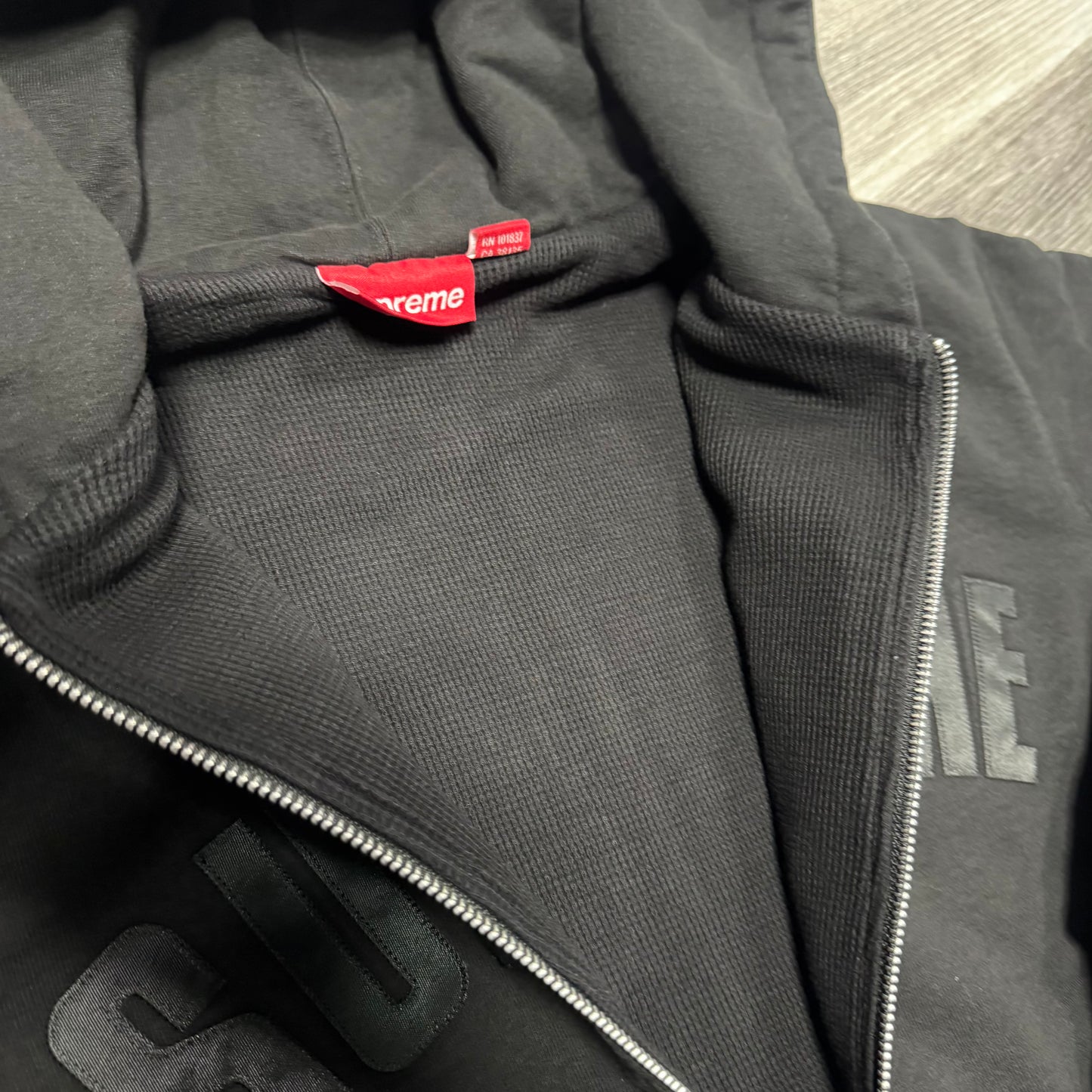 Supreme Arc Logo Thermal Zip up Hoodie (Black)