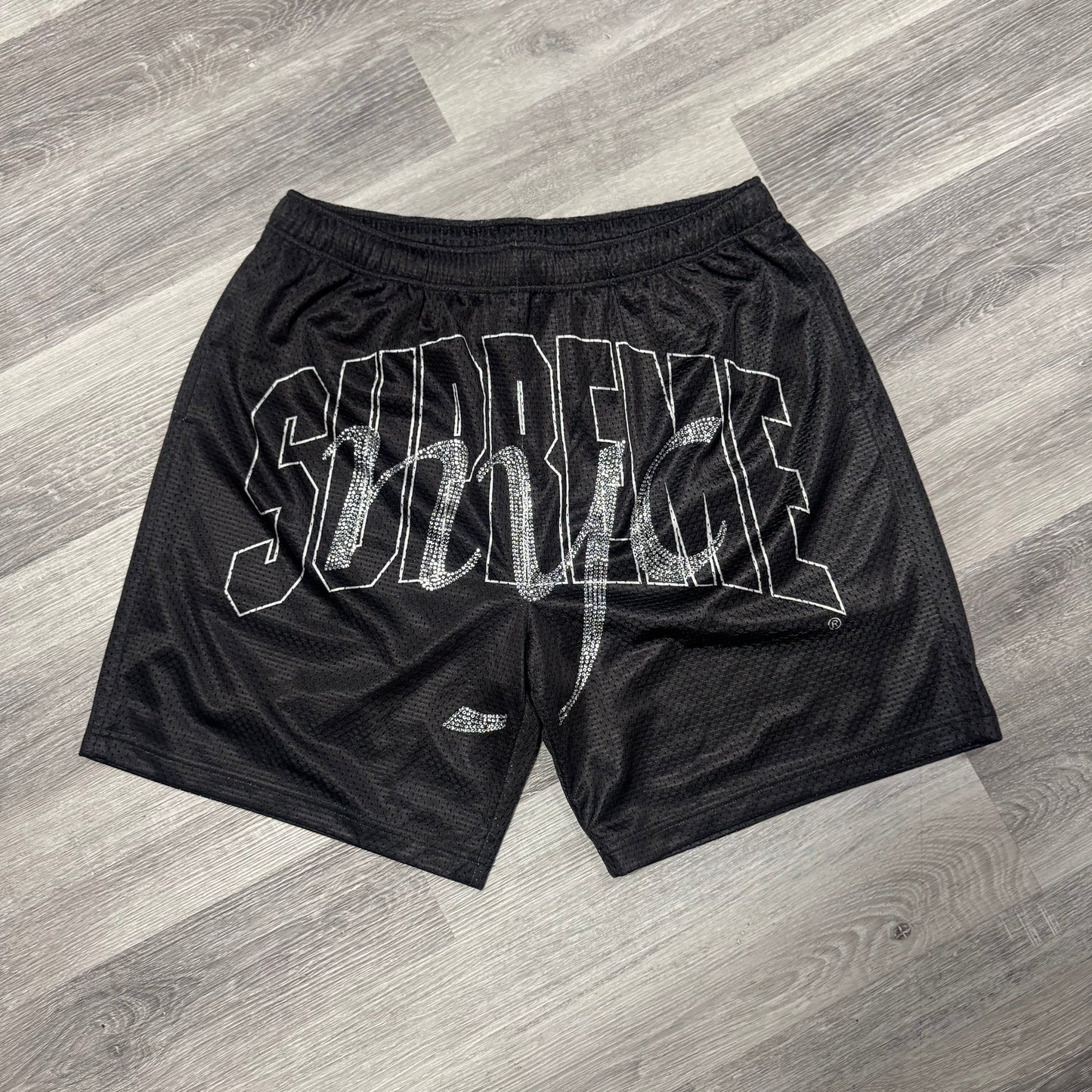 Supreme NYC Rhinestone Mesh Shorts (Black)