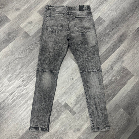 Reason Brand Grey Ripped Patch Denim Jeans