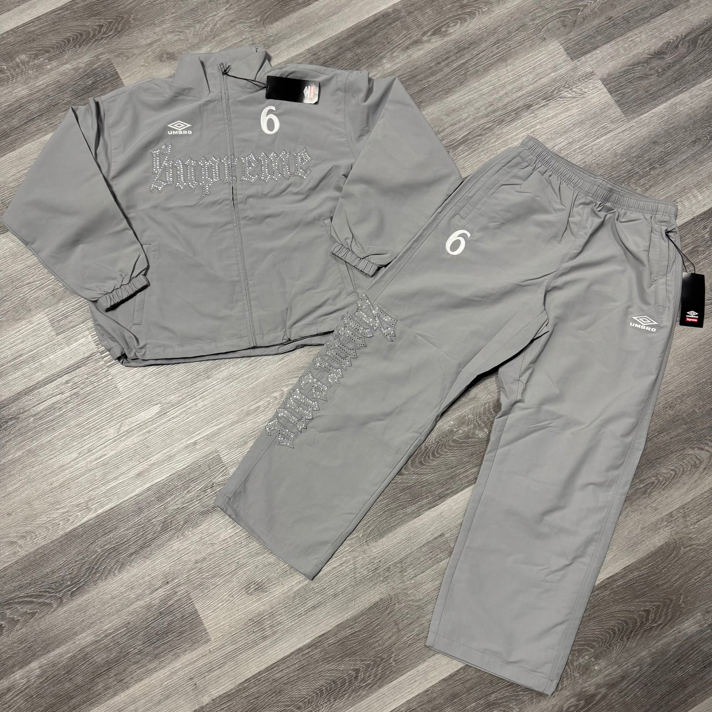 Supreme X Umbro Rhinestone Tracksuit (Grey)