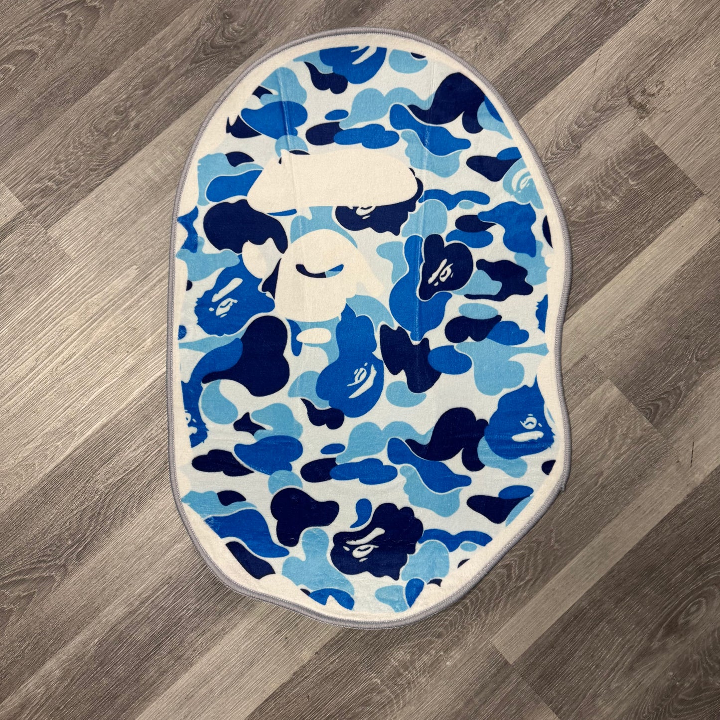 Bape Big Head Blue Camo Rug