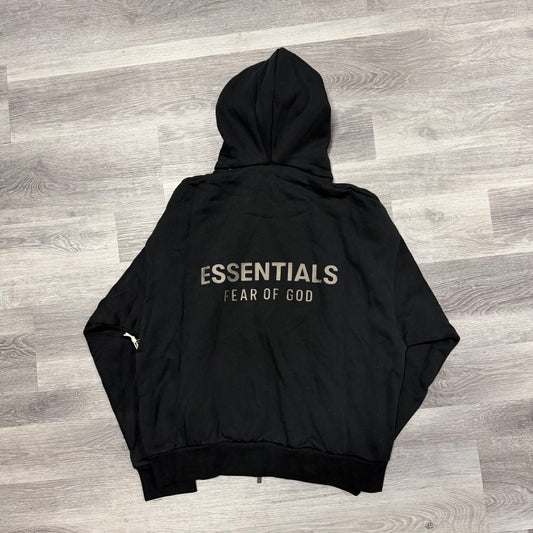 Essentials Fear Of God Zip Up Hoodie (Jet Black)