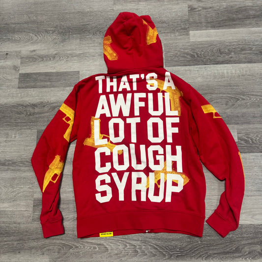 Thats A Awful Lot Of Cough Syrup Glock Zip Up Hoodie (Red/Yellow)