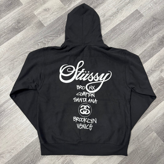 Stussy World Tour Zip Up Hoodie (Black)