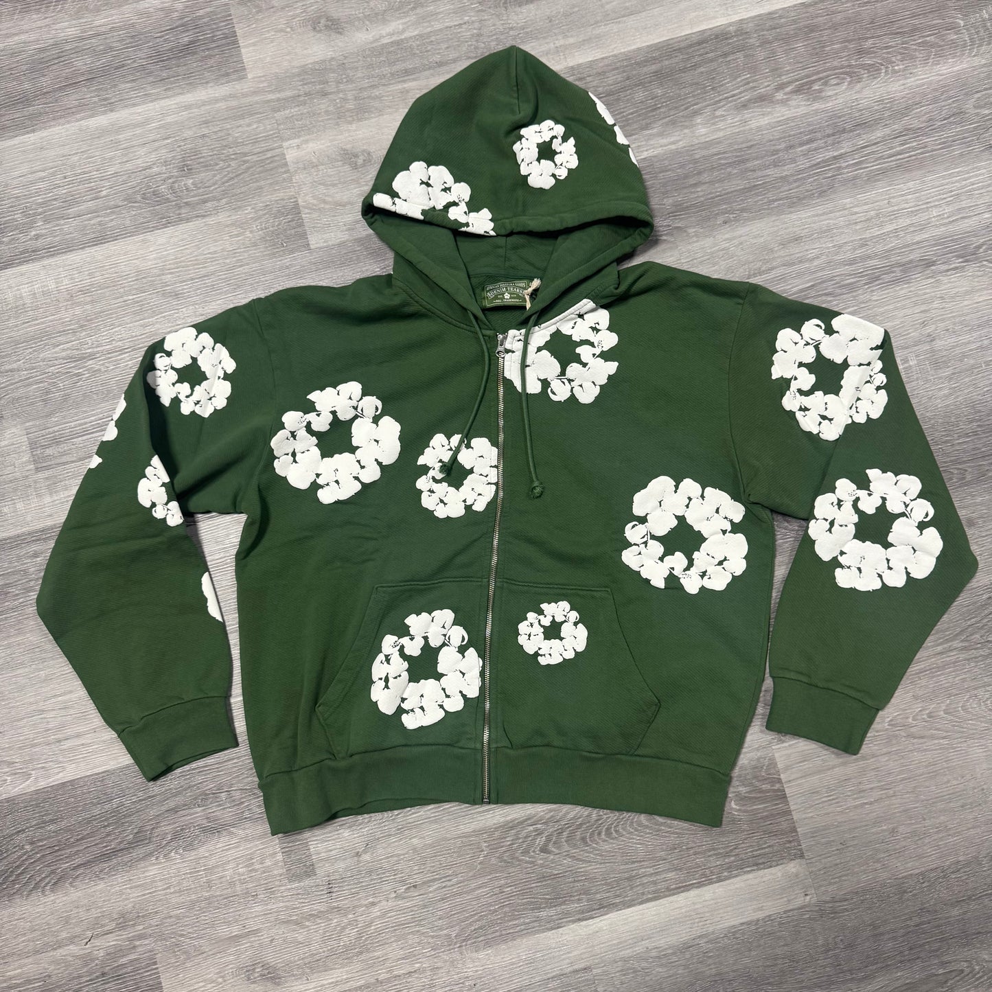 Denim Tears Cotton Wreath Zip Up Hoodie (Green)