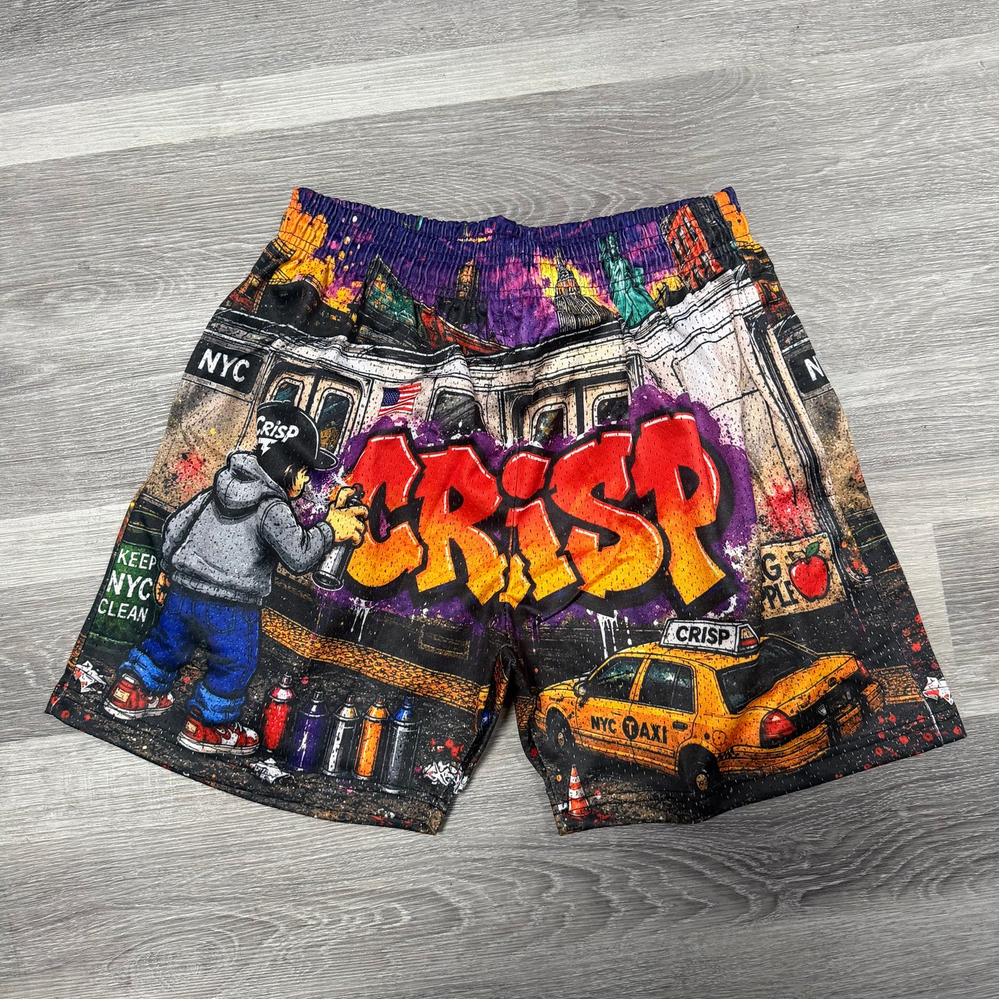 Crispy NYC Graffiti Logo Mesh Shorts