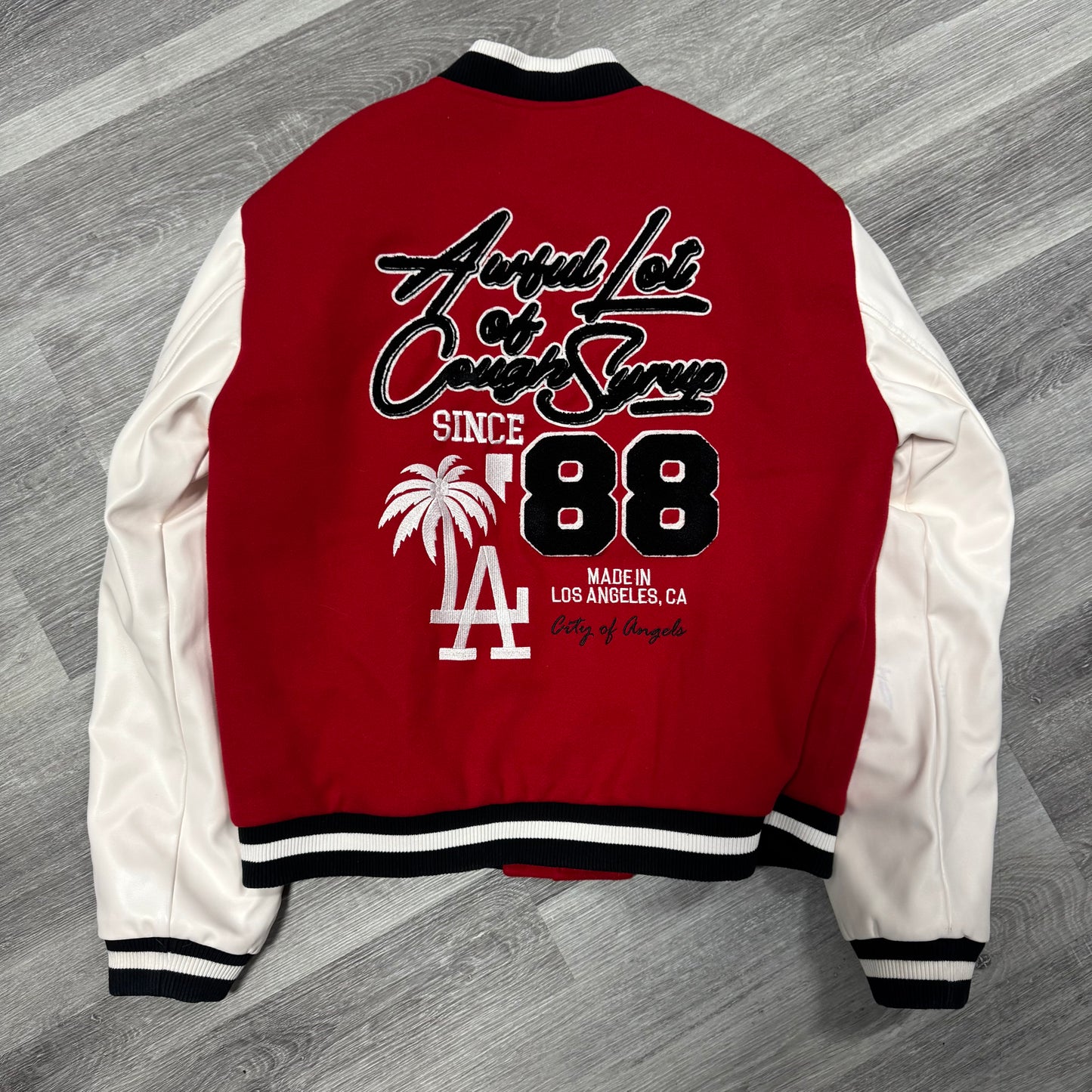 That’s A Awful Lot Of Cough Syrup Varsity Jacket (Red)