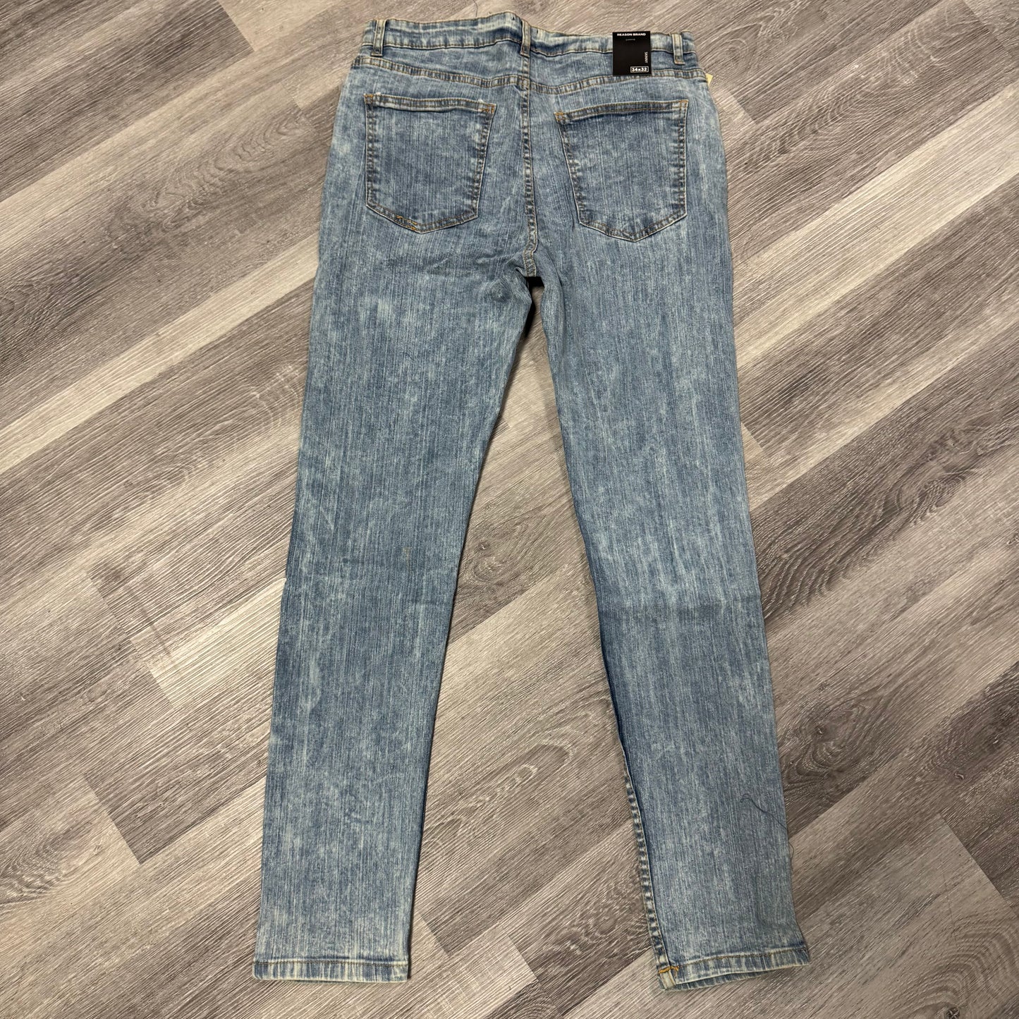 Reason Brand Light Wash Patch Distressed Denim Jeans
