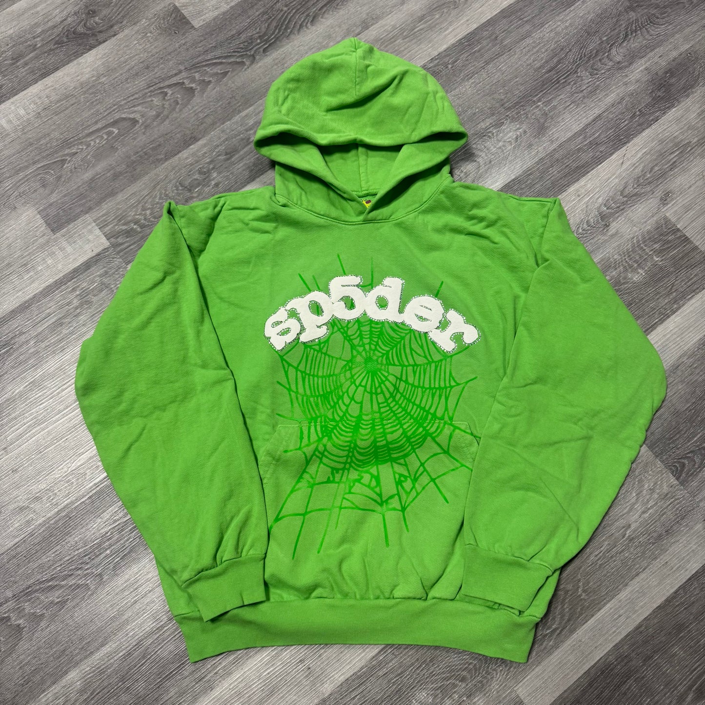 Sp5der Rhinestone OG Web Hoodie (Green)