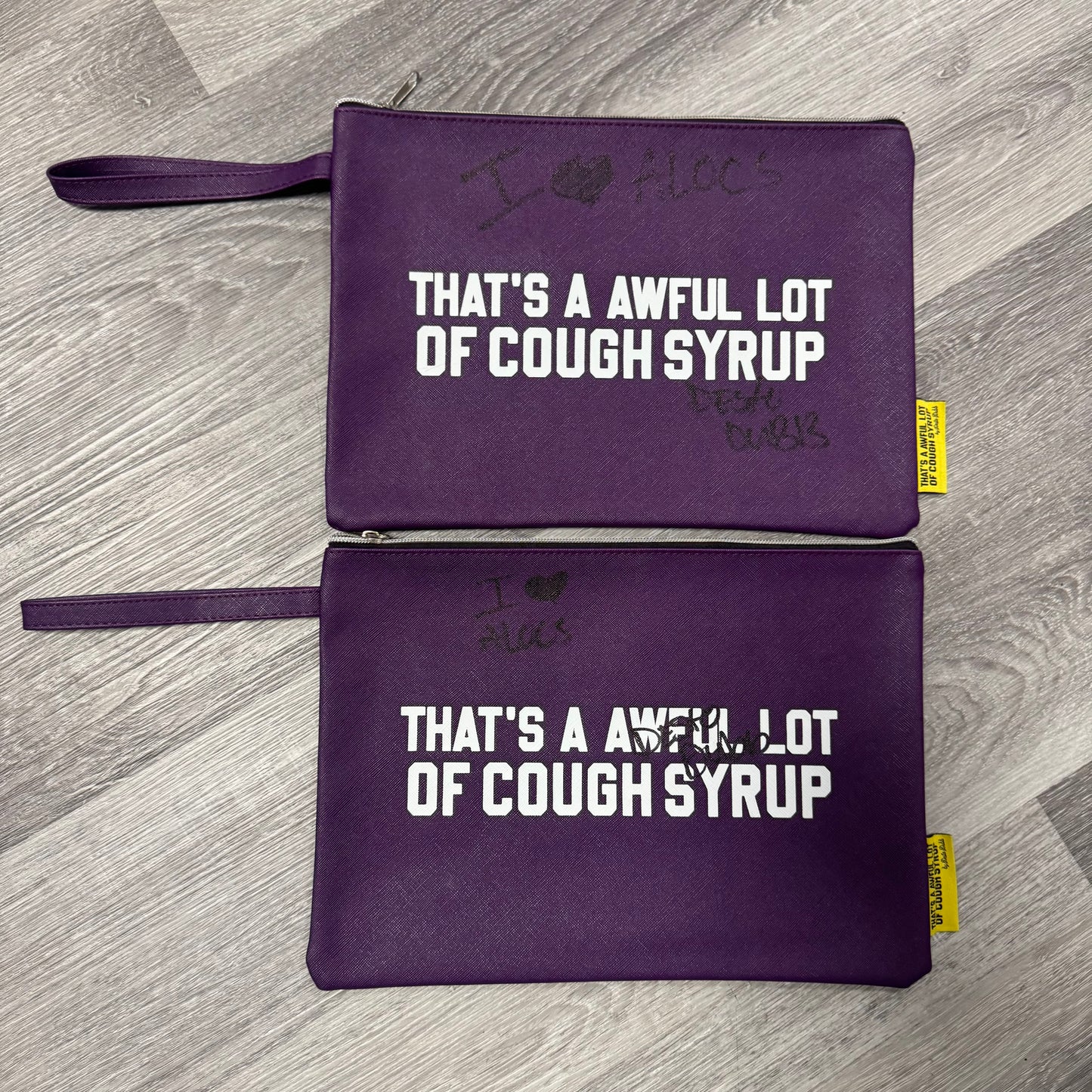 Thats a Awful Lot Of Cough Syrup Money Bag Signed By Desto Dubb (Purple)