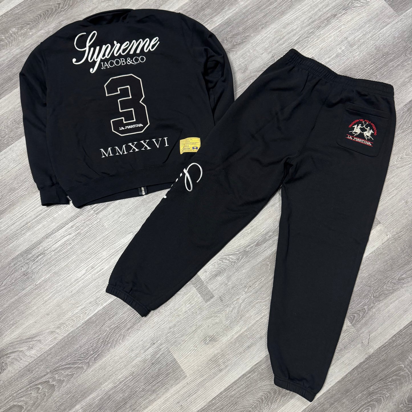 Supreme X La Martina X Jacob & Co Zip Up Sweatsuit (Black)
