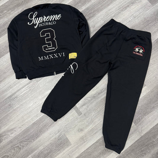 Supreme X La Martina X Jacob & Co Zip Up Sweatsuit (Black)