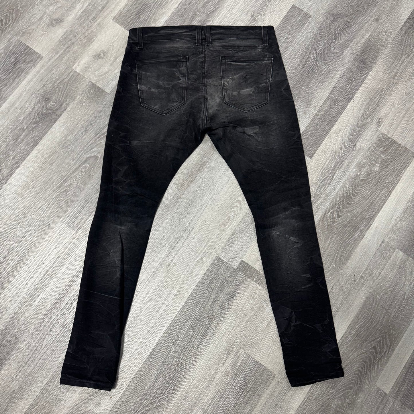 Golden Washed Black Ripped Jeans