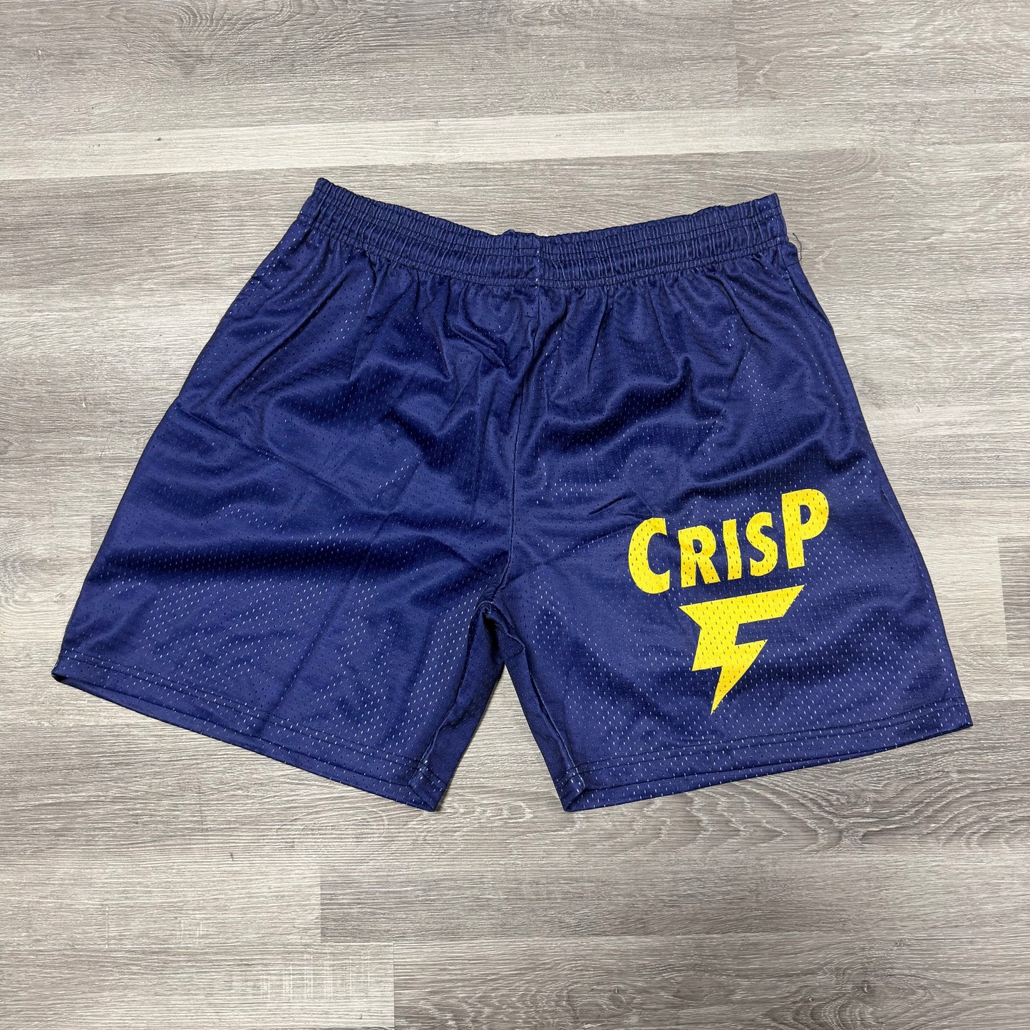 Crispy NYC Navy/Yellow Logo Mesh Shorts