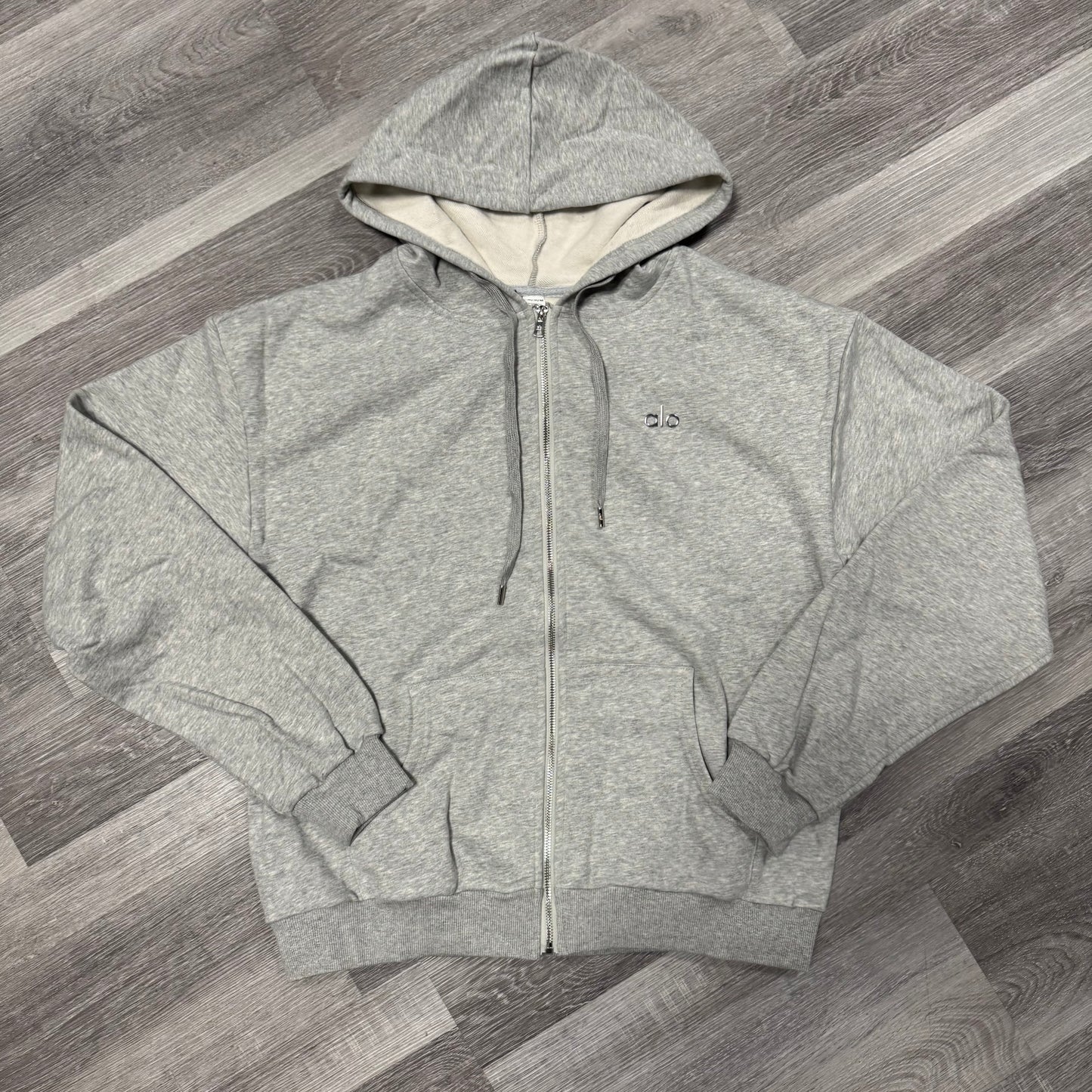 Alo Accolade Zip Up Hoodie (Heather Grey)