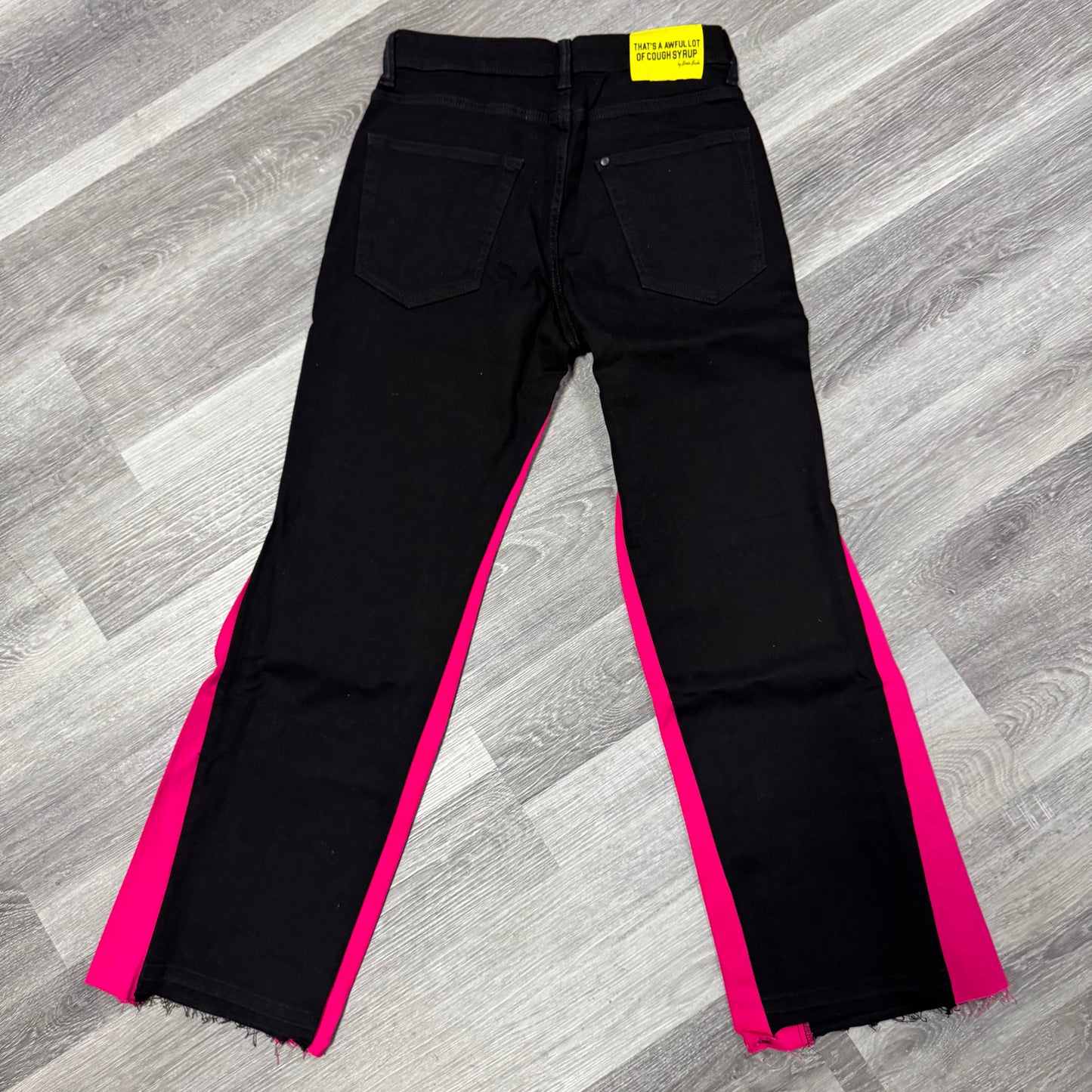 Thats a Awful Lot Of Cough Syrup Flared Denim Jeans (Black/Pink)