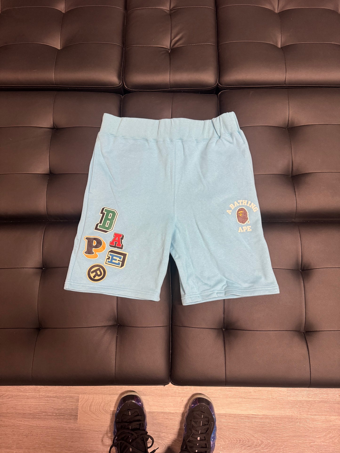Bape Multi Font Sweat Shorts (Light Blue)