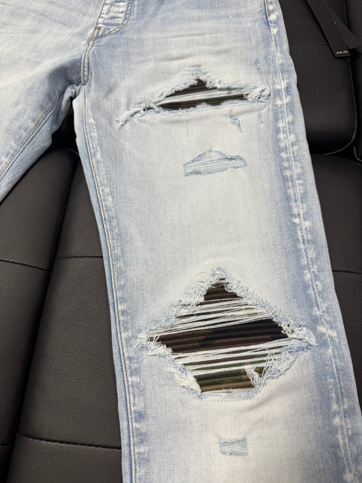 Amiri MX1 Light Indigo Camo Denim Jeans