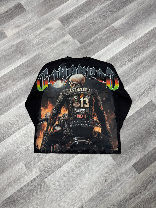 Godspeed Biker Nation Longsleeve Tee (Black Wash)