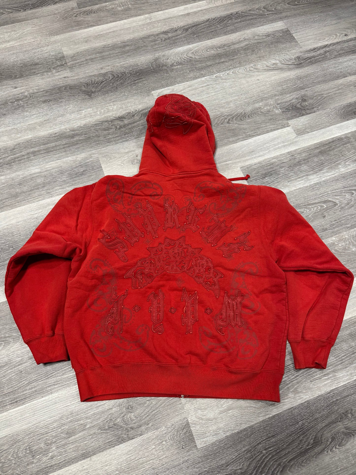 Supreme Leather Applique Zip Up Hoodie