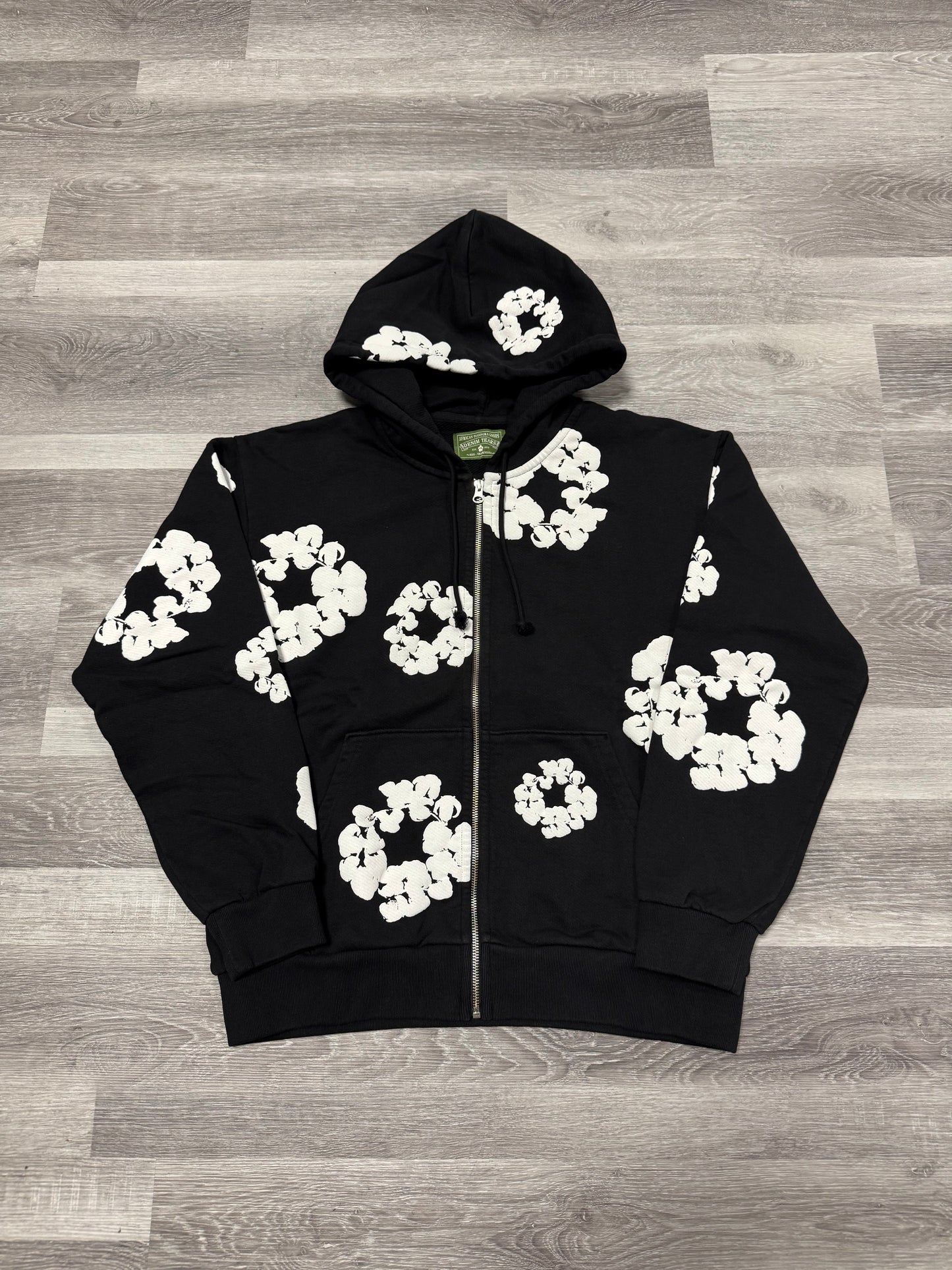 Denim Tears Cotton Wreath Zip Up Hoodie (Black)