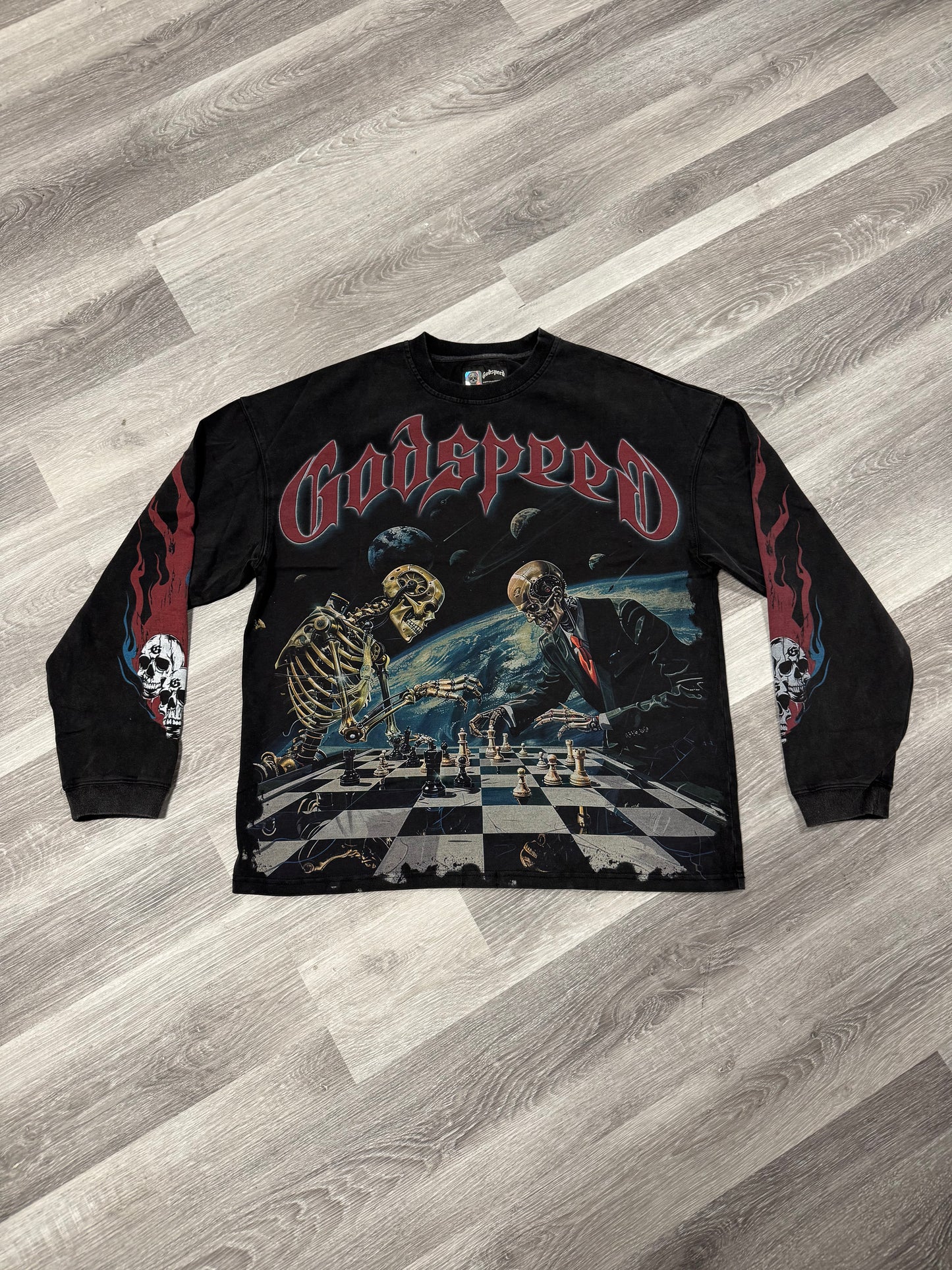 Godspeed Checkmate Longsleeve Tee (Black Wash)