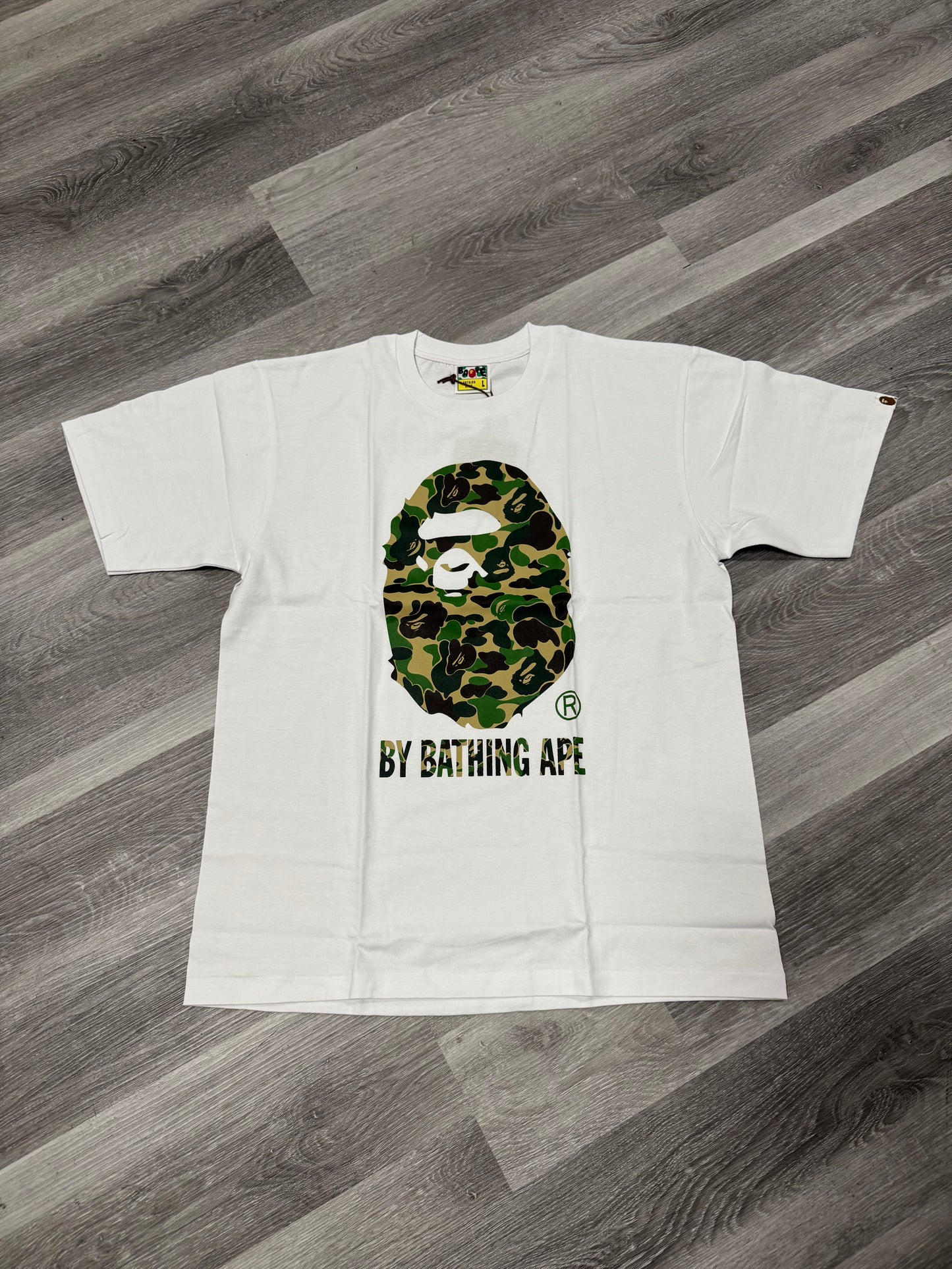 Bape Big Head Green Camo Tee (White)